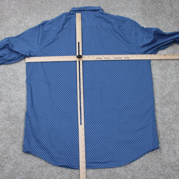 Banana Republic Stretch Soft-Wash Shirt Men 2XL XXL Blue Geometric Flip Cuff L/S - Picture 10 of 13